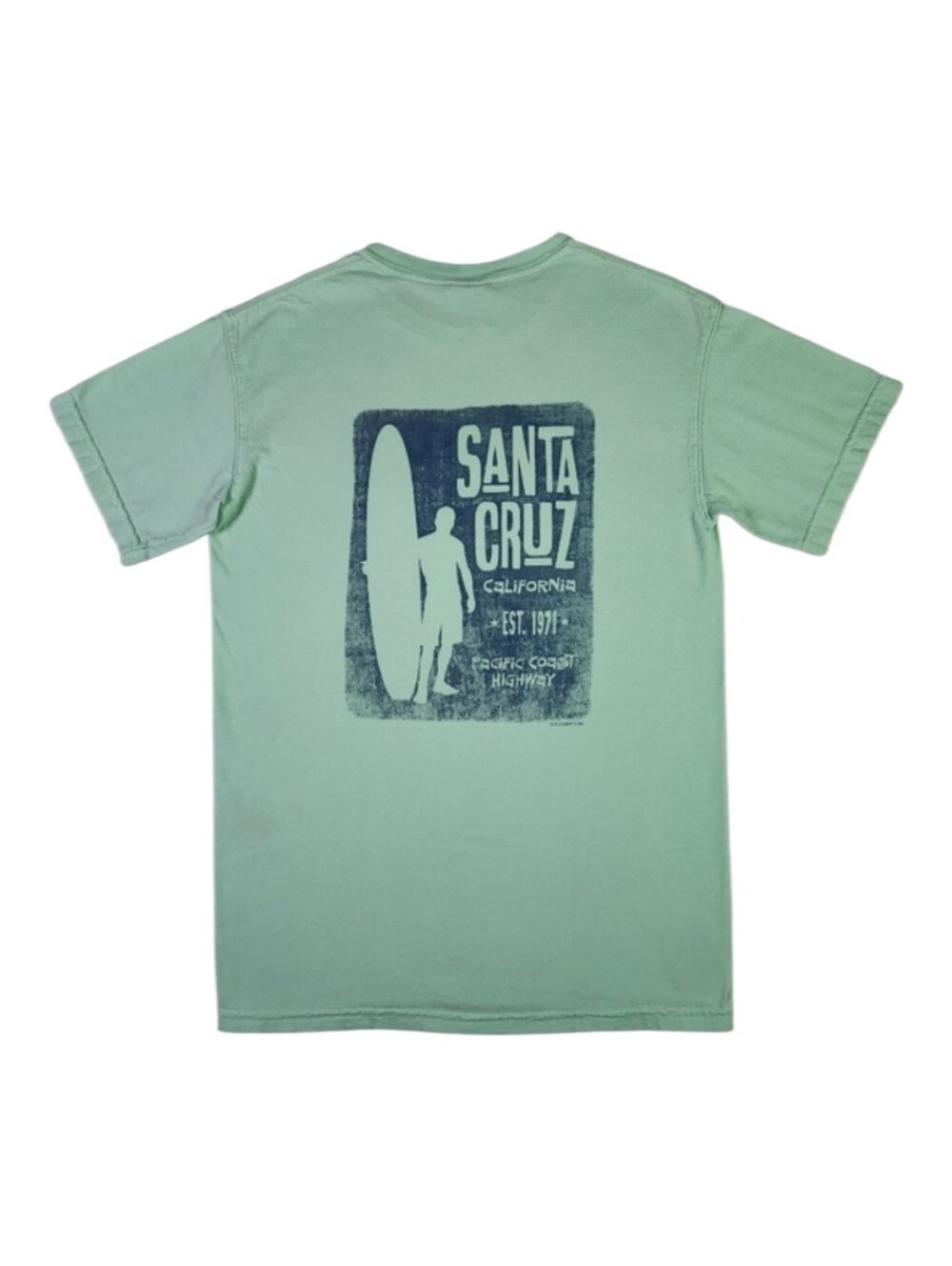 Santa Cruz California Pacific Coast Surfboard Double Sided Tee Small Mint Green